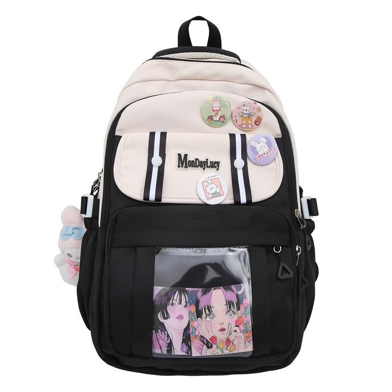 Large-capacity backpack, new high-value college style, fresh, sweet and cute, junior high school students