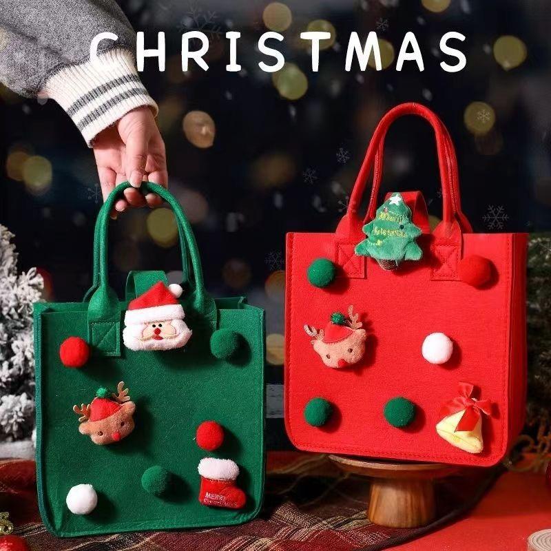Festival Supplies Christmas Gifts Felt Bags Candy Gift Boxes Small Handbags Christmas Eve Apple Cartoon Storage Felt Bags