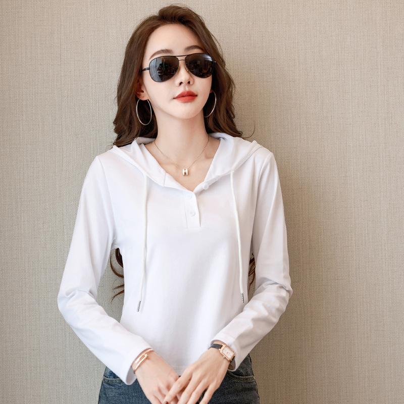 Весенняя Мода Толстовка Простая Элегантная Однотонная Удобная Женская Базовая Рубашка с Изогнутым Подолом S