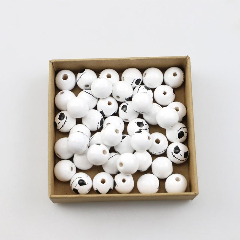 10 Pcs Craft Wood Beads Halloween Beads Polished Round Beads for Jewelry Making