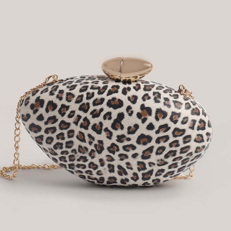 

Leopard Print Wedding Pu Leather Evening Bag Crossbody New Bullet Fashion Clutch Shoulder Special Shape Women s Handbag Purses 21x7.5x13cm белый