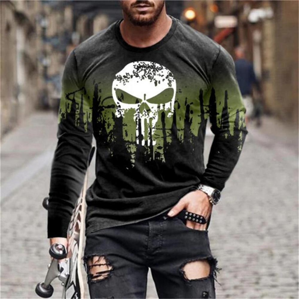 Męska koszulka z okrągłym dekoltem, z nadrukiem 3D w stylu retro graffiti, z długim rękawem, oddychający sweter, odzież codzienna, modny trend, lato