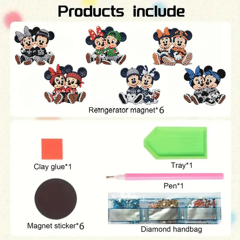 6Pcs Love Series Diamond Art Fridge Magnet Diamond Painting Refrigerator Magnet Diamond Painting Fridge Magnet for Adults Beginners