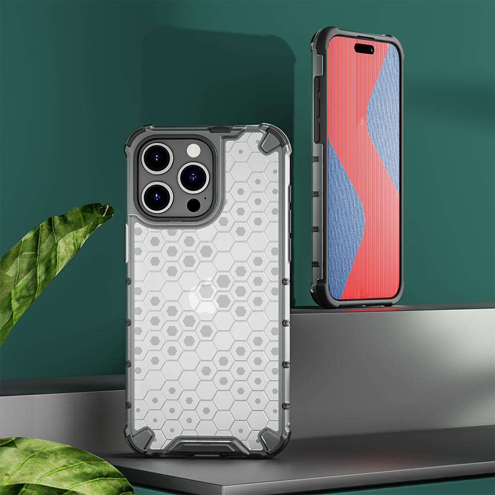 KEYSION Stoßfeste Rüstungshülle für iPhone 15 Pro 15 Ultra Silikon + PC Honeycomb Phone Back Cover für iPhone 15 Plus