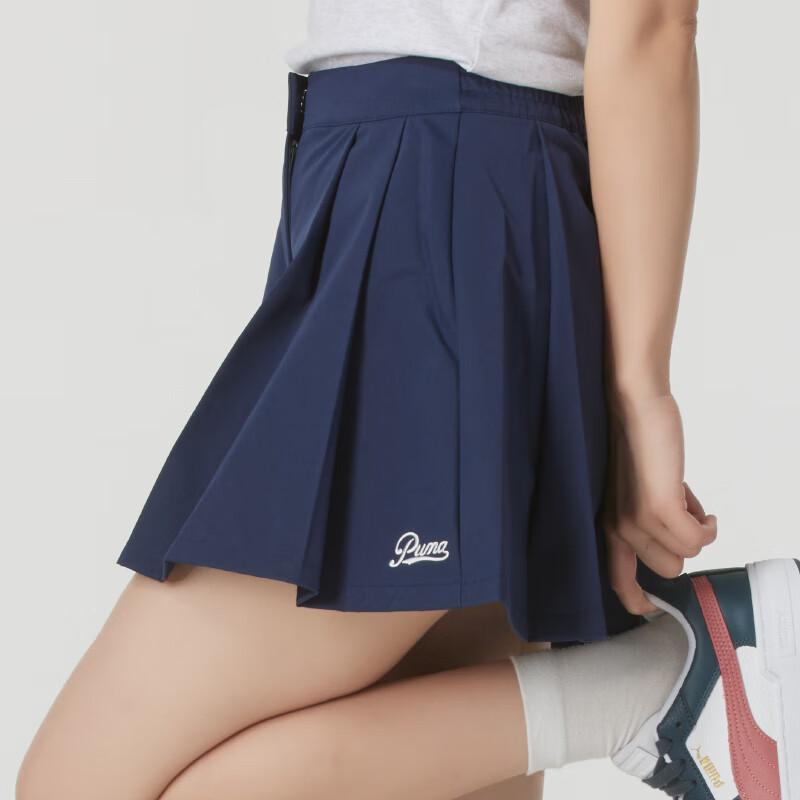 Puma Ss24 Solid Color Breathable Sports Fashion Versatile Casual Skirt Women Skirts Blue 630945-14