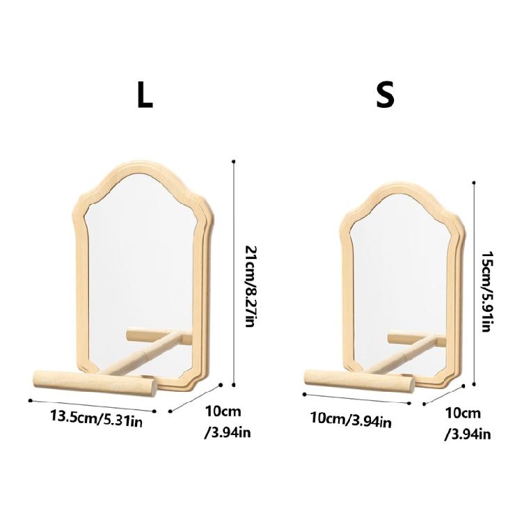 Interaction Mirror Perch Standing For Parrots Natural Wood Bird Rest Place for Pet Bird Entertainment Cage Accessories