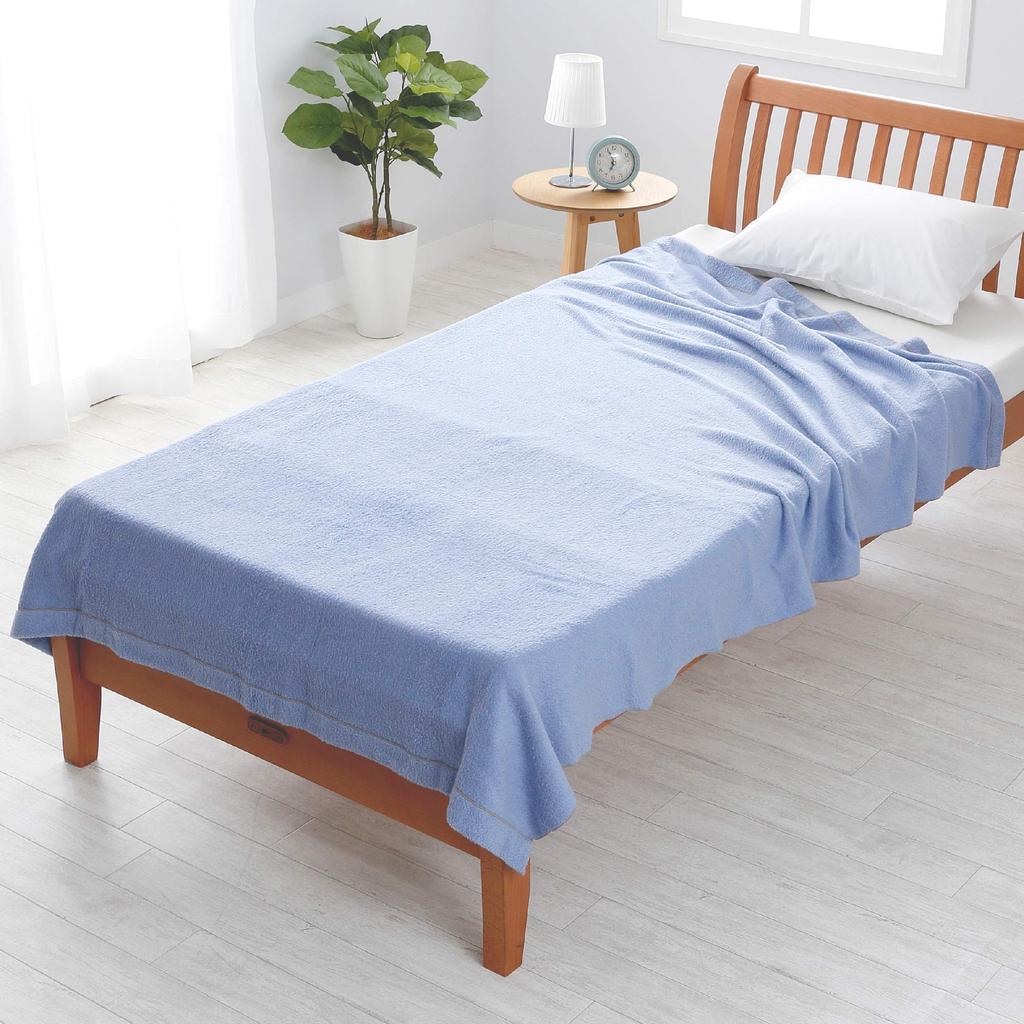 Nishikawa Pile Organic Made in Nishikawa Cotton Solid 204203913 Blanket, Single, Cotton, Japan, Pesticide-Free, Soft, Farm, Color, NC44, Blue,