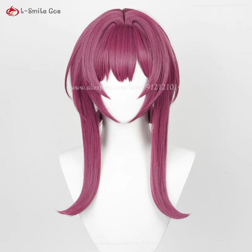 43cm Kafka Cosplay Wig Rose Purple Kafka Anime Wigs With Ponytail Clip Heat Resistant Synthetic Hair Halloween Wig + Wig Cap