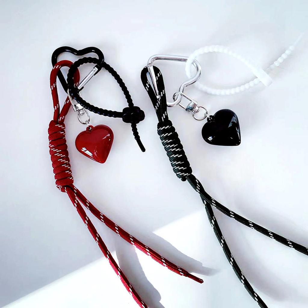 Lovely Heart Keychain Braided Rope Keyring Bag Charm Handbag Charm Bag Pendant Ornaments Car Keychain Decorations