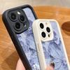 Candy Color Tpu Soft Phone Case for iPhone 16 Pro 15 14 Plus 13 12 11 Pro Max Xs Xr 8 7 Shockproof Relief Blue Flower Pattern Lens Protection Cover