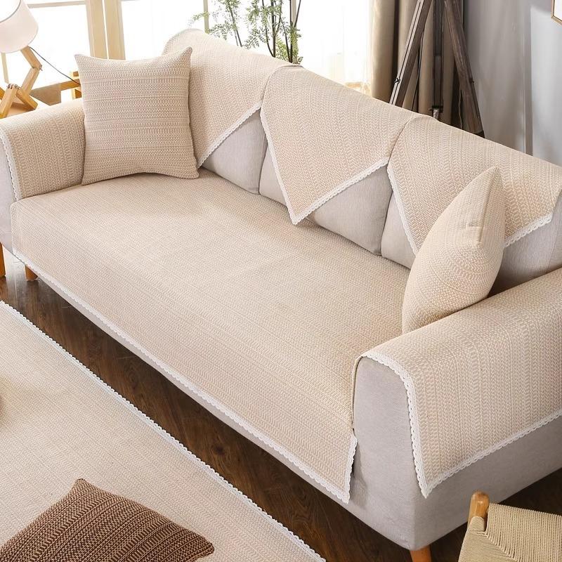 Cotton Linen Sofa Cushion Universal All Season Non-Slip Seat Pad Modern Simple Design Cat Scratch Resistant Summer Use