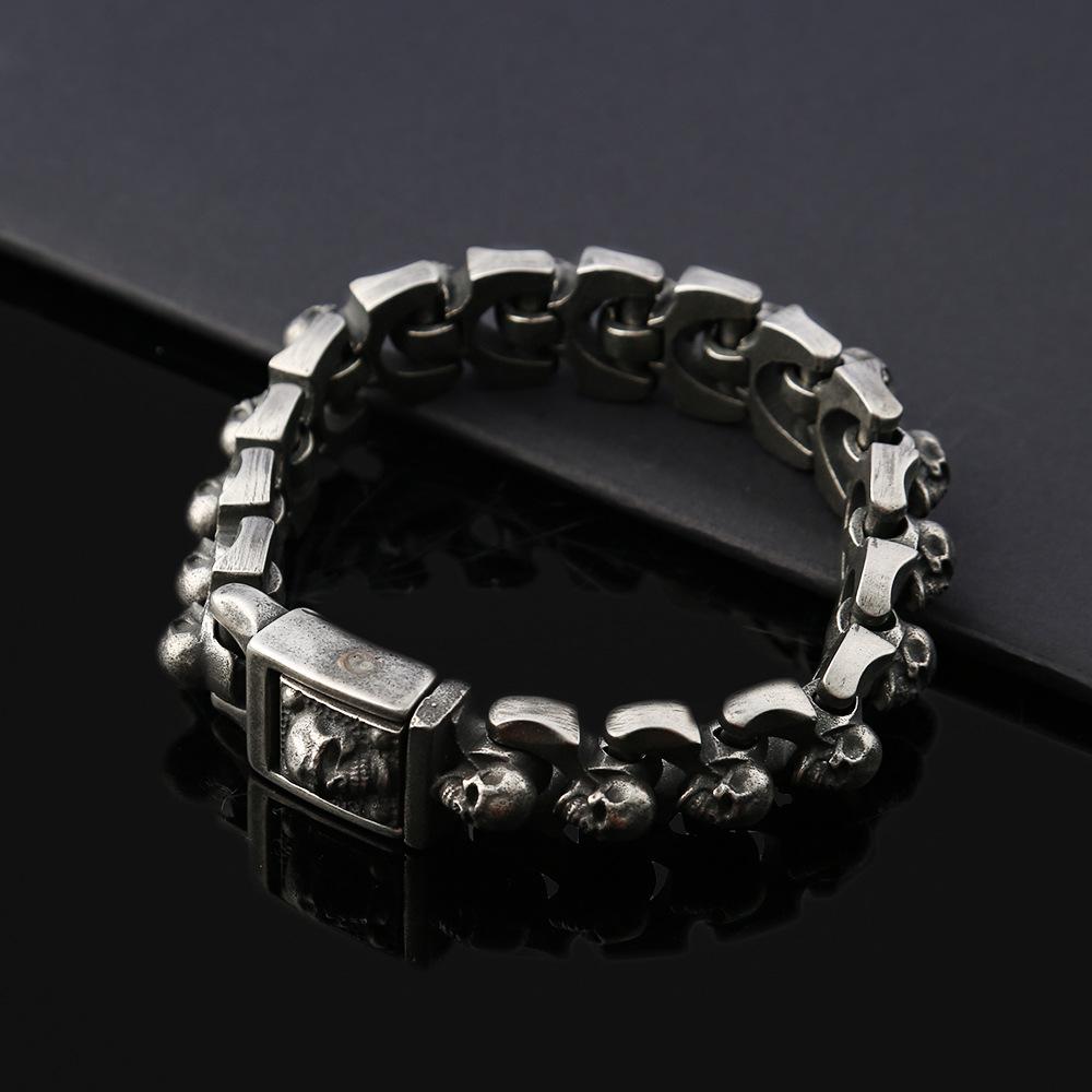 Fashion Charm 316L Stainless Steel Skull Bracelet for Men Popular Domineering Skull Bangles Punk Hip Hop Style Jewelry Wholesale