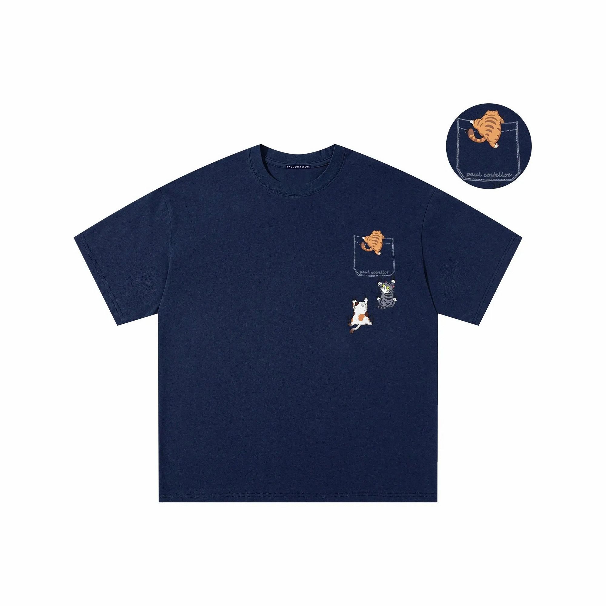 

New Summer Americanstyle Faux Pocket Printed Loose Shortsleeved Pure Cotton Tshirts for Men and Women in 2025 4XL