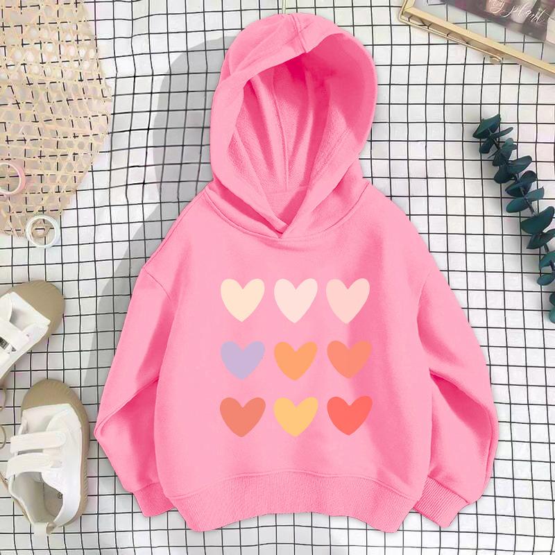 

Толстовка с капюшоном для девочек и мальчиков, однотонная, с сердечками, хлопковая, весна-осень, мягкие топы для девочек и мальчиков, домашняя одежда с длинным рукавом 90 розовый