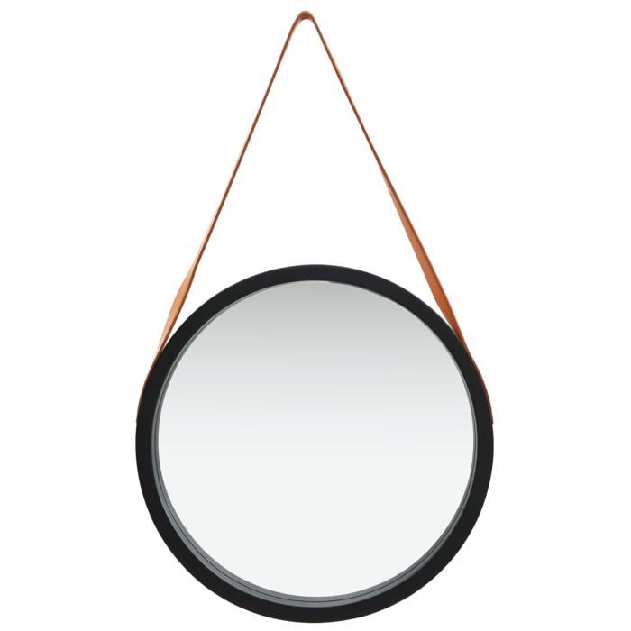 VidaXL Miroir mural avec sangle 50 cm Noir 320367