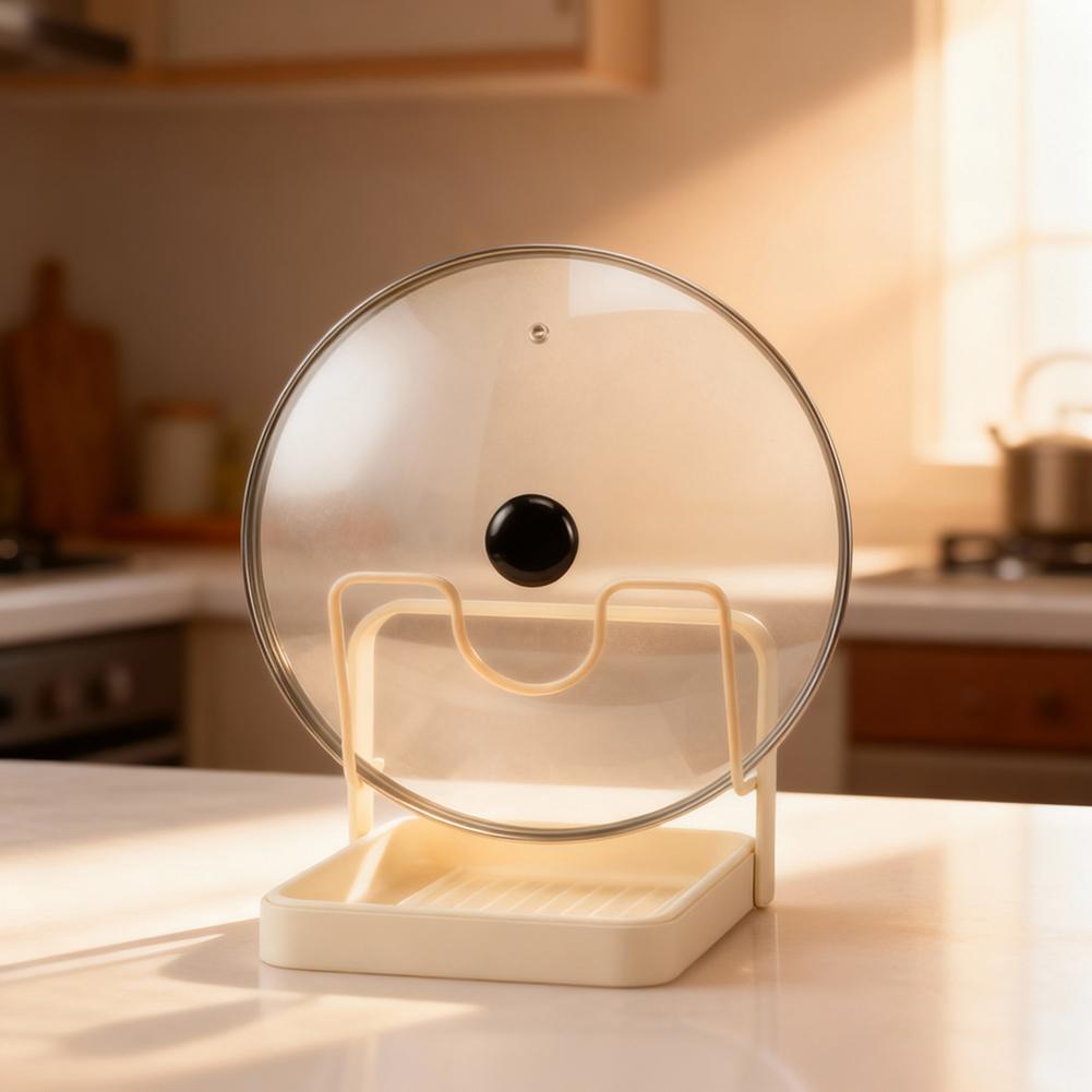 Pot Lid Storage Rack Kitchen Cabinet Cutting Board Storage Organiser Rack Space-Saving Removable Draining Tray (No Pot Lid)