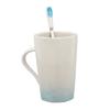 400ml Ceramic Mug Ink Painting Style Coffee Mugs Ceramic Coffee Mug with Spoon Lid for Home Office Cyan