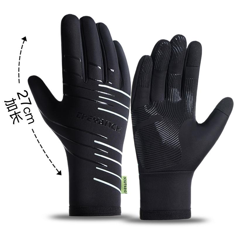Gloves Men s Outdoor Cycling Fleece Thickened Non-slip Extended Windproof Touch Screen Warm Cycling Gloves M