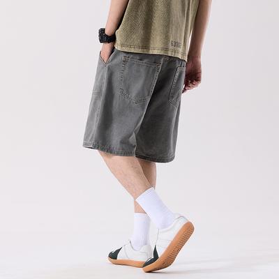 Summer New Japanese Loose Gray Shorts Jeans Five-point Pants Medium Pants
