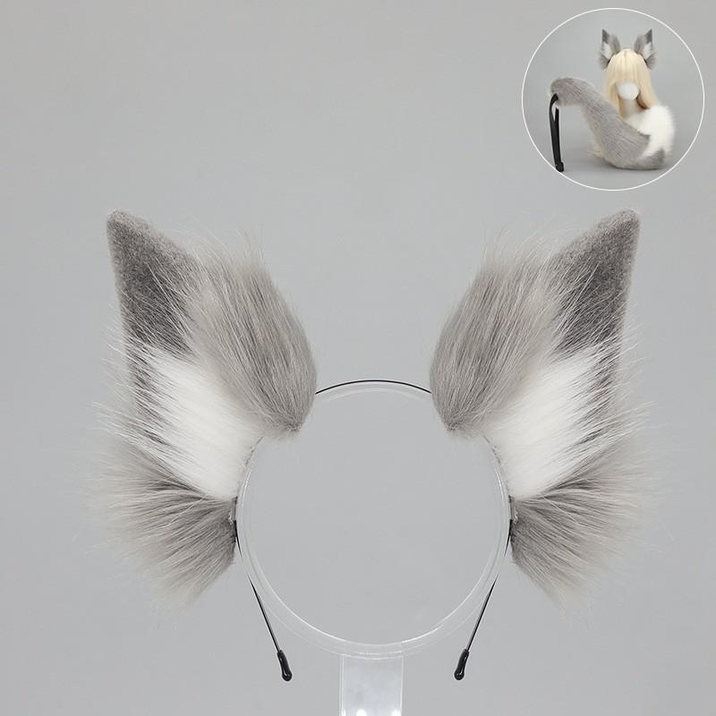 Handmade Fox Ears Tail Set Cosplay Anime Convention Costume Accessory Fluffy Plush Animal Ear Headband