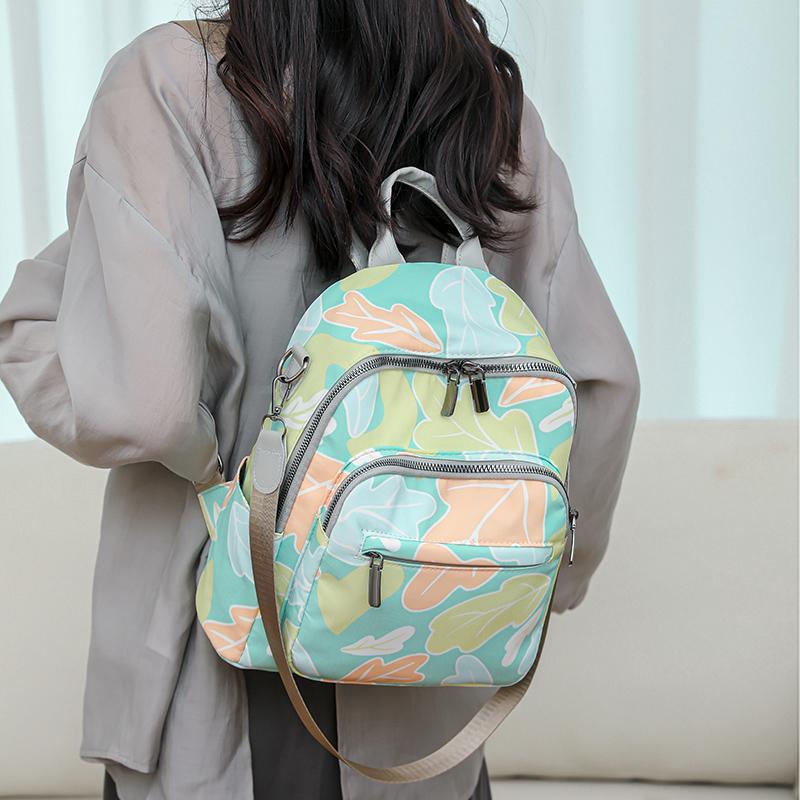 Print Backpack Women's Nylon Waterproof Backpack Student School Bag Large Capacity Shoulder Bag