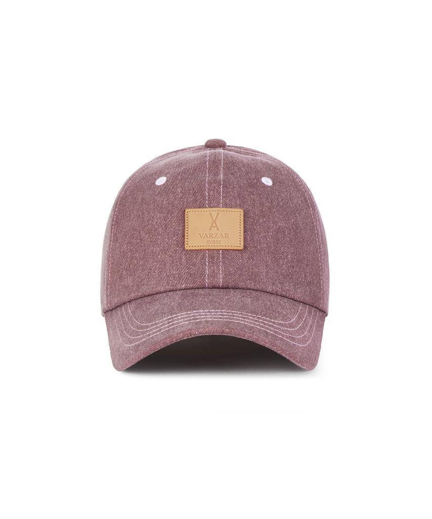 Bajal Va Square Pigment Label Ball Cap Red Bean