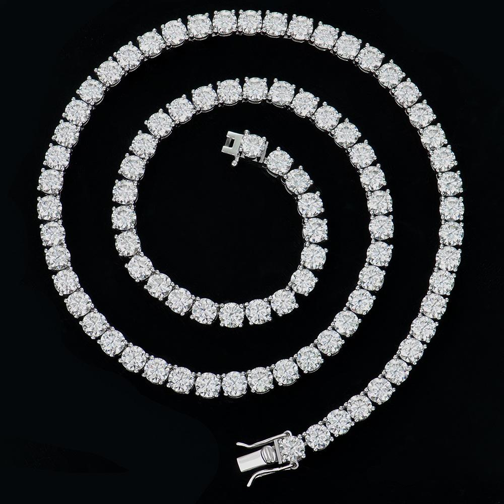 Men's Moissanite Tennis Chain Necklace in Gold-Plated 925 Sterling Silver - Luxurious, Simple Hip Hop Jewelry