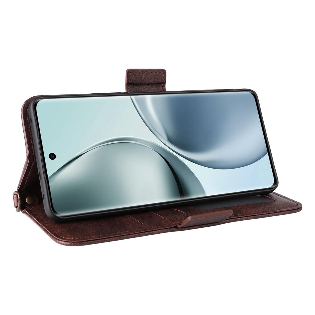 Kožené pouzdro pro Realme 14 Pro 5G/Narzo 80 Pro 5G s magnetickým zavíráním, peněženkou, stojánkem, kryt na telefon s popruhem přes tělo