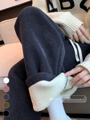 Women's Wide-Leg Corduroy Sweatpants with Lamb Fleece Lining for Autumn/Winter 2025
