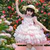 Girls' Pink Lolita Princess Dress - Summer Floral Birthday Gown