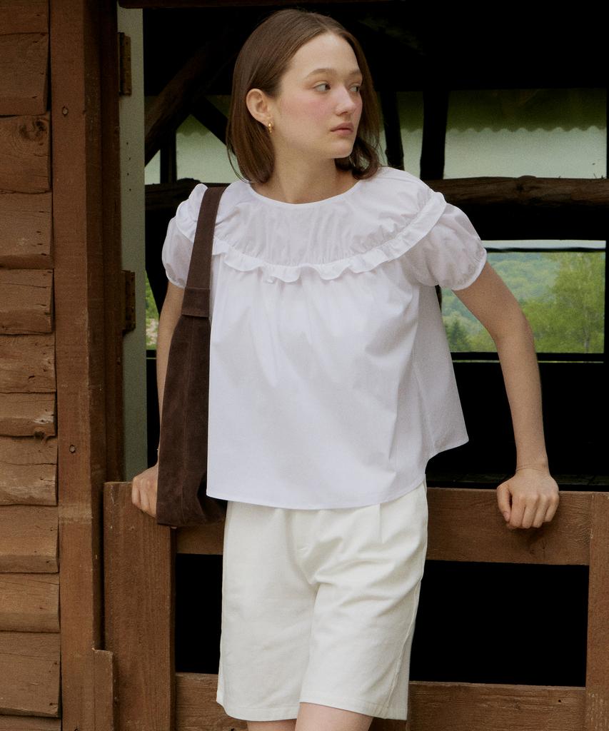 ITOV SEOUL York Shirred Blouse White