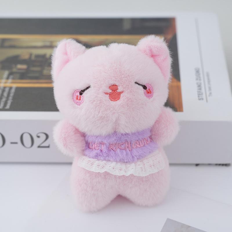 

Fluffy Plush Cat Keychain Adorable Stuffed Animal Bag Decoration Kitty Cartoon Pink