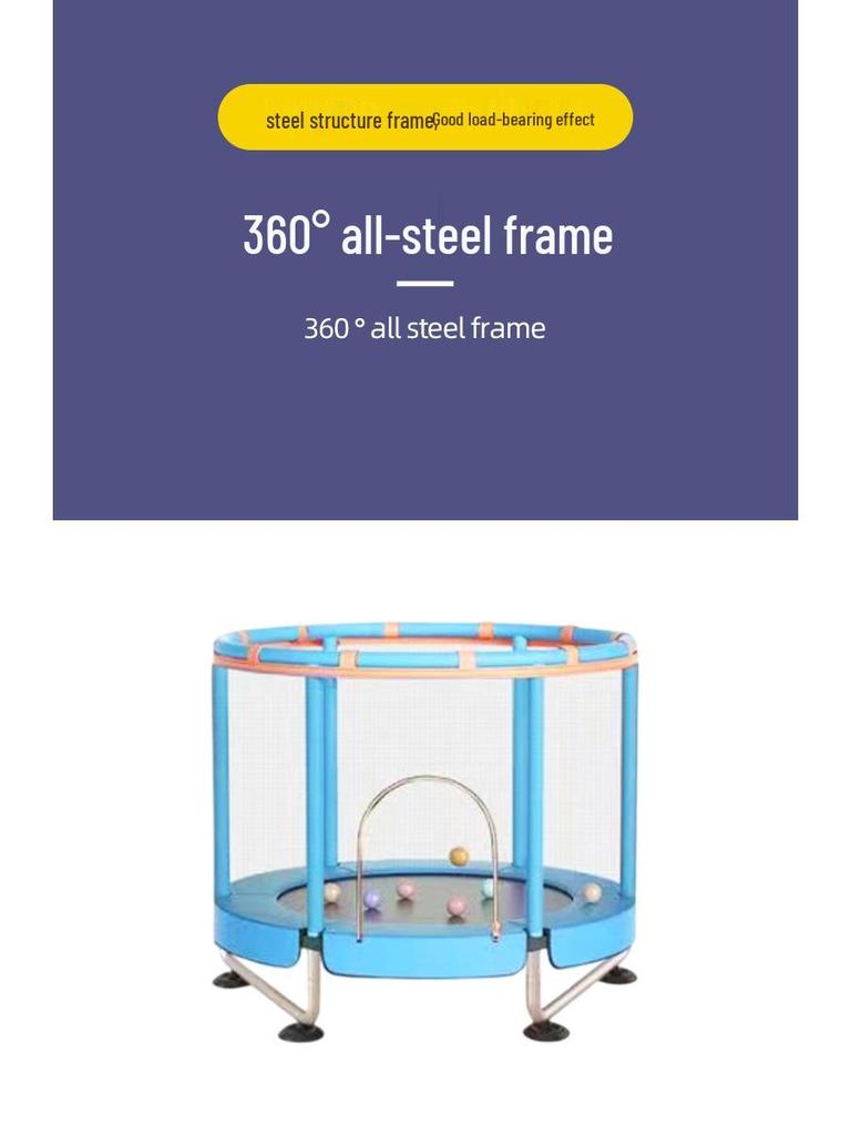 Kids' Indoor Safety Trampoline with Anti-Rollover and Anti-Pinch Features