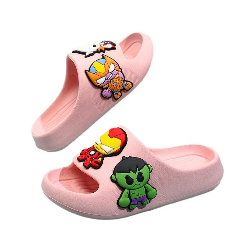 Comfortable Boys Summer Slippers For Kids With Cartoon Superhero Design In Multiple Colors And Sizes