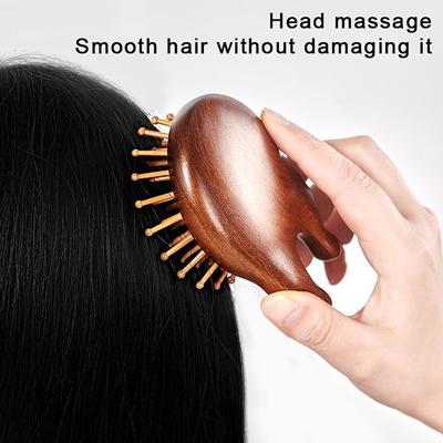 Natuurlijke Sandelhout Kam Hoofdhuid Massage Ontspan Luchtkussen Borstelkop Bloedcirculatie Glad Haar Antistatisch Houten Massage