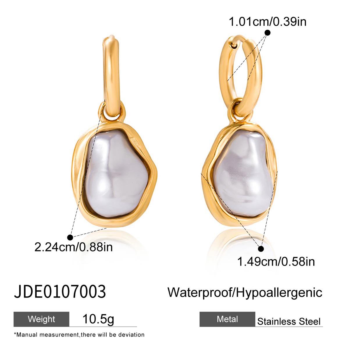 

Youthway Fashionable Irregular Resin Pearl Pendant Earrings Stainless Steel Gold Color-Plated Women S Earrings