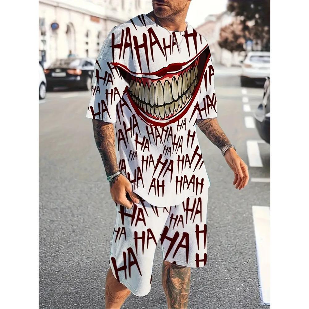 Vacation Casual Short Sleeve T Shirt Outdoor Street Shorts Summer Men's Short Sleeve Shorts Set Mens Skull Printed Set Hot Model