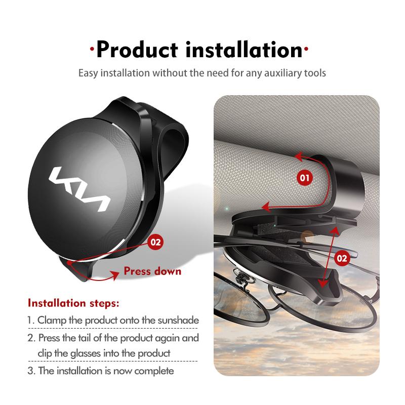 URDV7 For KIA Car Metal Mounted Sun Visor Glasses Clip Sunglasses Card Ticket Clip Stinger Optima Cerato Soul Venga Forte Spectra