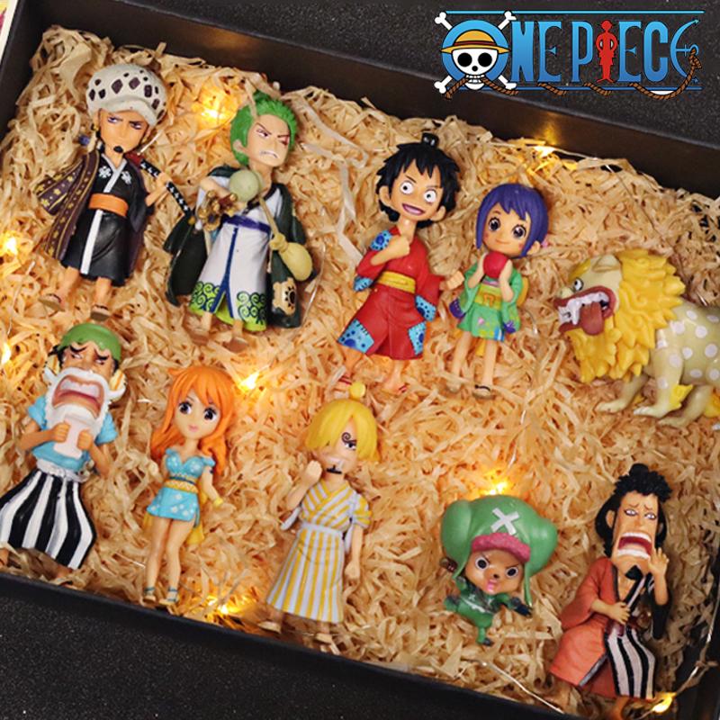 10Pcs/set One Piece Anime Figure Luffy Sanji Nami Zoro Chopper Frank Robin PVC Action Figure Model Children Dolls Gift Toys