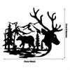Wanddeko Wildtiere - Hirsch und Bär im Wald Kieferbaum Metallschild für Wohnzimmer- und Bürodeko