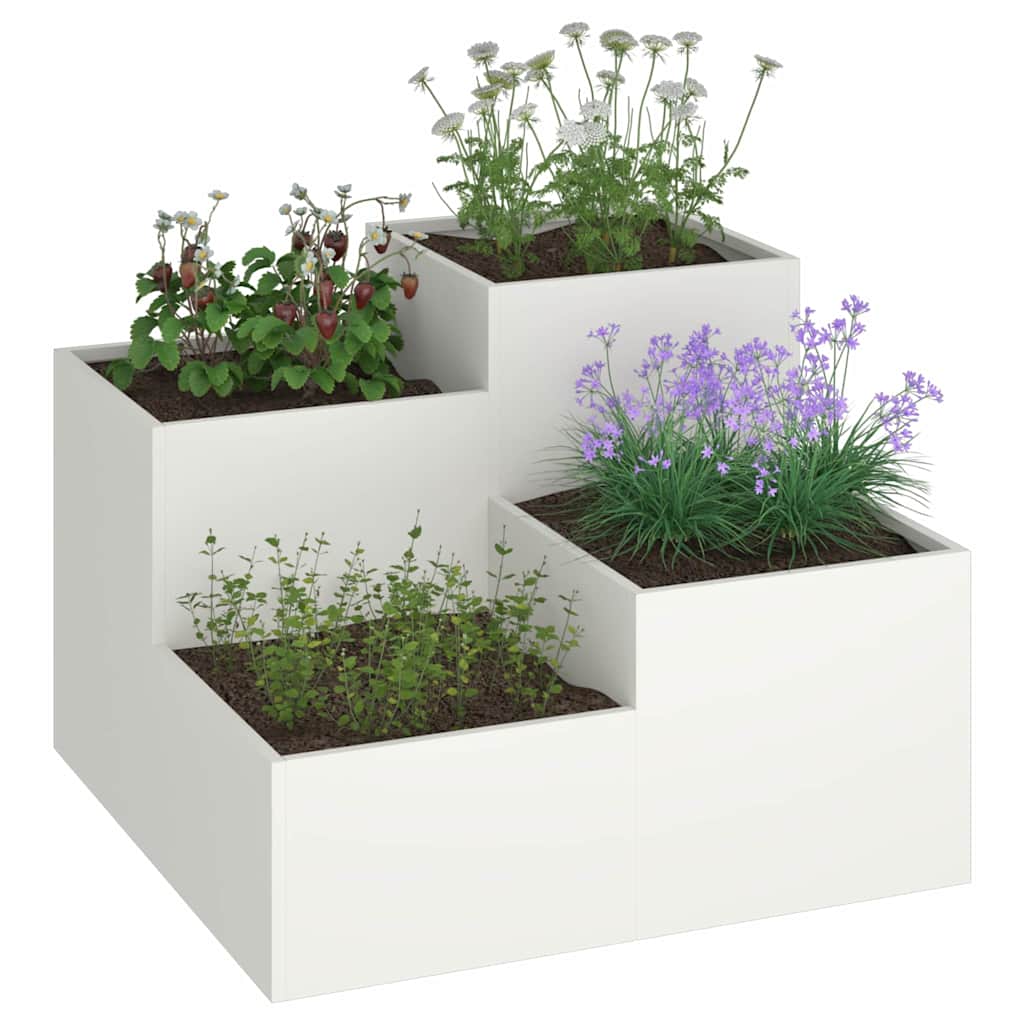 Garden Planter White 100 X 100 X 60 Cm Steel