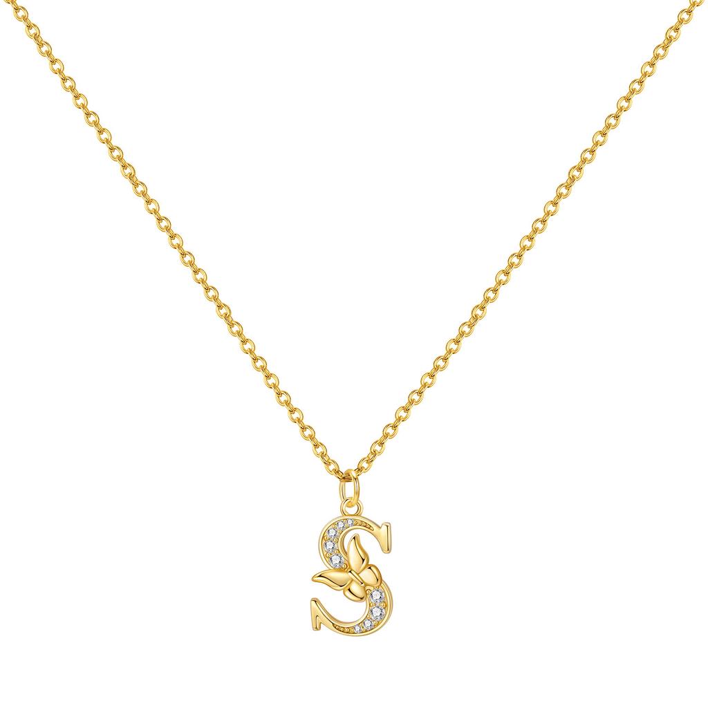 Orstarry 925 Silver Golden A-Z Lucky Letters Necklace Pendant Necklace for Women Birthday Gifts Fashion Fine Jewelry