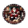 Christmas Floor Mat Round Santa Claus Xmas Area Rug Anti-Slip Absorbent Gingerbread Man Carpet for Festive Home Entrance Living Room Decor