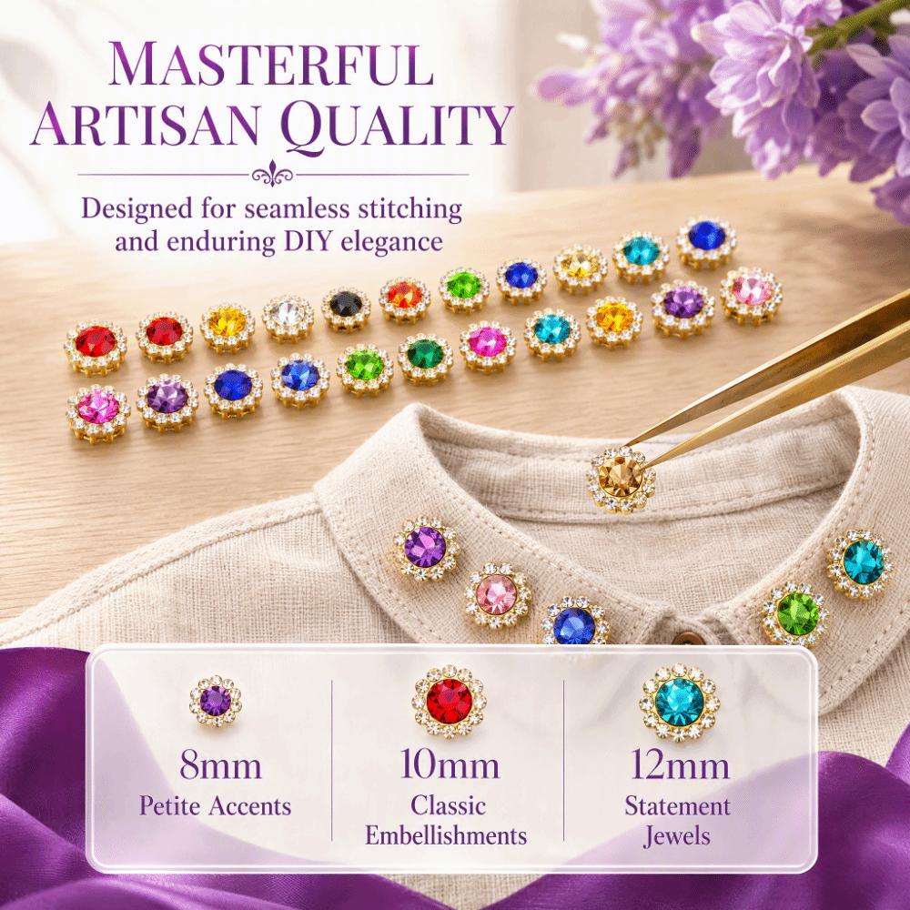 300pcs Assorted Color Rhinestone Buttons Gold Tone Base Flower Rhinestones For Jewelry Making