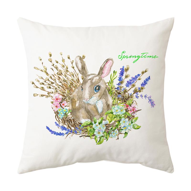 Easter Bunny Cartoon Cushion - Hand-painted Creative Sofa Back Pillow