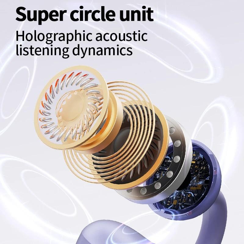 Ear-Clip Painless Wear Wireless Earphones 360° Surround Music Super Bass With HD Microphone Headset Touch Control Low Latency