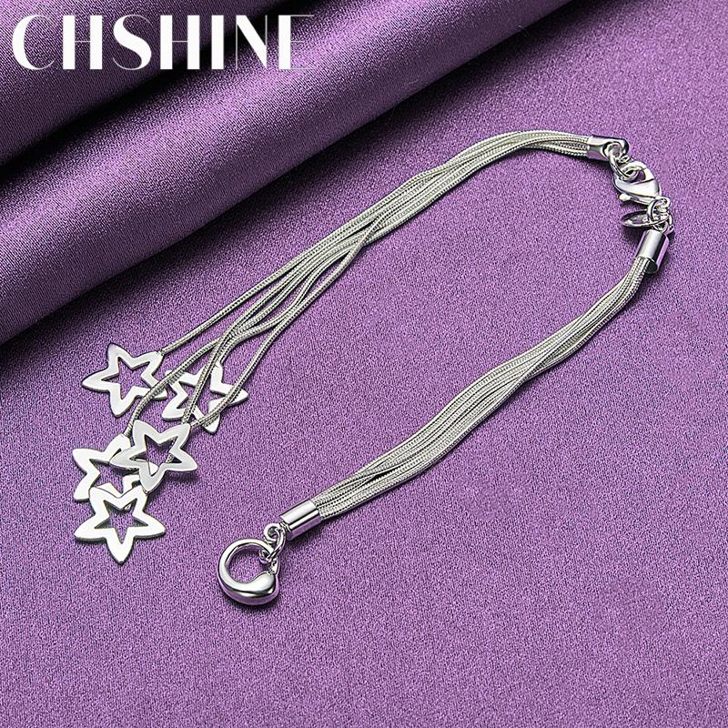 CHSHINE 925 Sterling Silver Five Snake Chain Stars Bracelet For Women Men Fashion Charm High Quality Jewelry