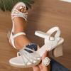 Thick Heel Platform Women's Sandals Wedding Shoes 2025 Summer New Fashion Casual Ladies Elegant Heeled Sandals Office High Heels