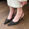 Summer Brand Women Sandals Fashion Mid Heels Slingback Slippers New Designer Dress Pointed Toe Shoes Women Slides Pumps