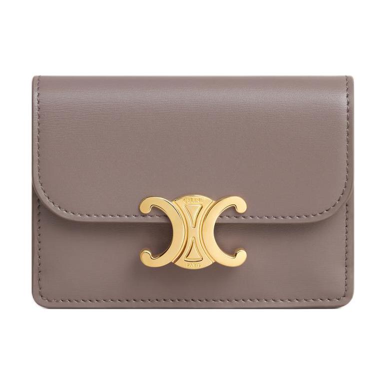

Celine Triomphe Metal Logo Snap Closure Glossy Calfskin Leather Card Holder Women accessories Pebble-Grey 10I583DPV-10BL Basic Set (Bag+Dust Bag)